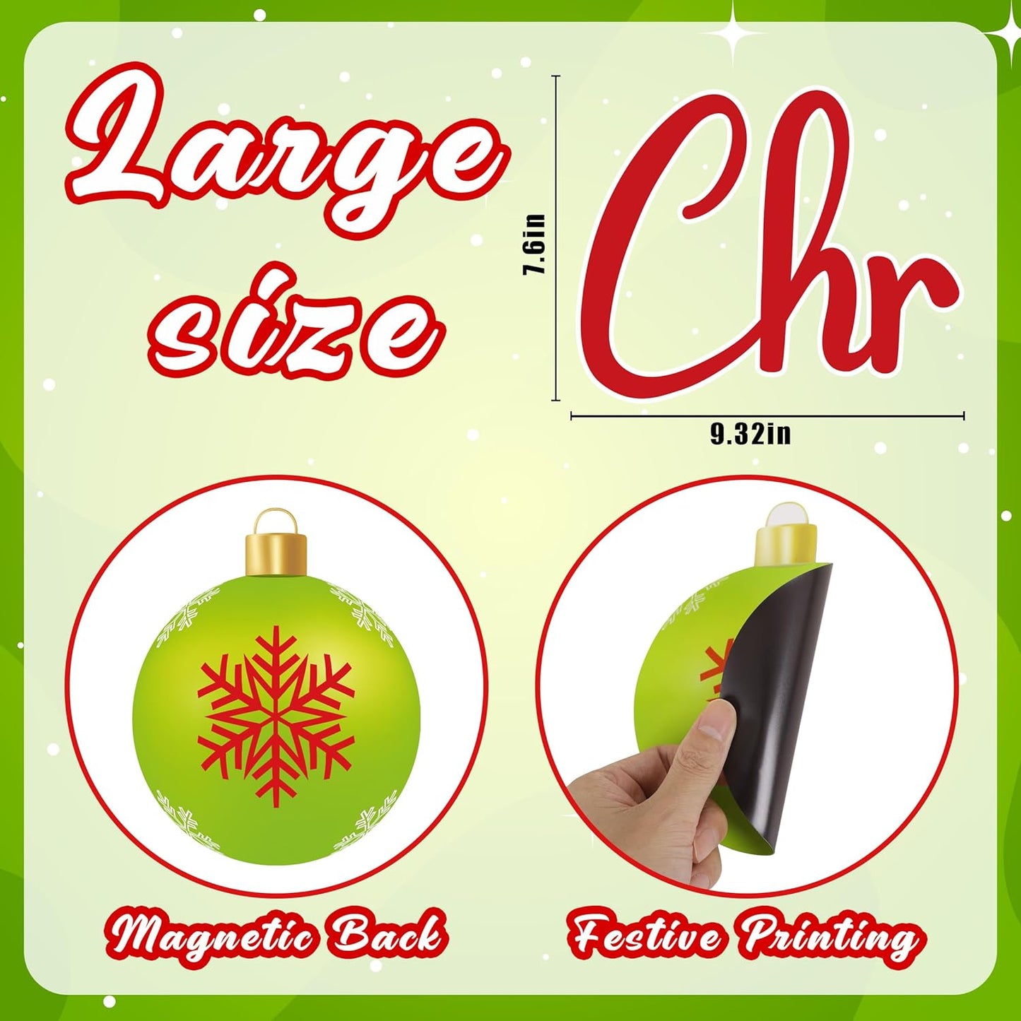 90shine 32PCS Christmas Garage Door Decorations Magnets - Merry Xmas Ball Holiday Refrigerator Fridge Kitchen Decor(Red, Silver)