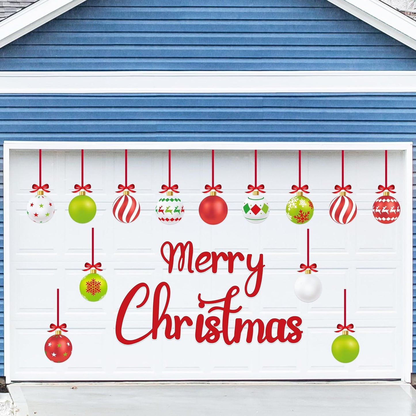 90shine 32PCS Christmas Garage Door Decorations Magnets - Merry Xmas Ball Holiday Refrigerator Fridge Kitchen Decor(Red, Silver)