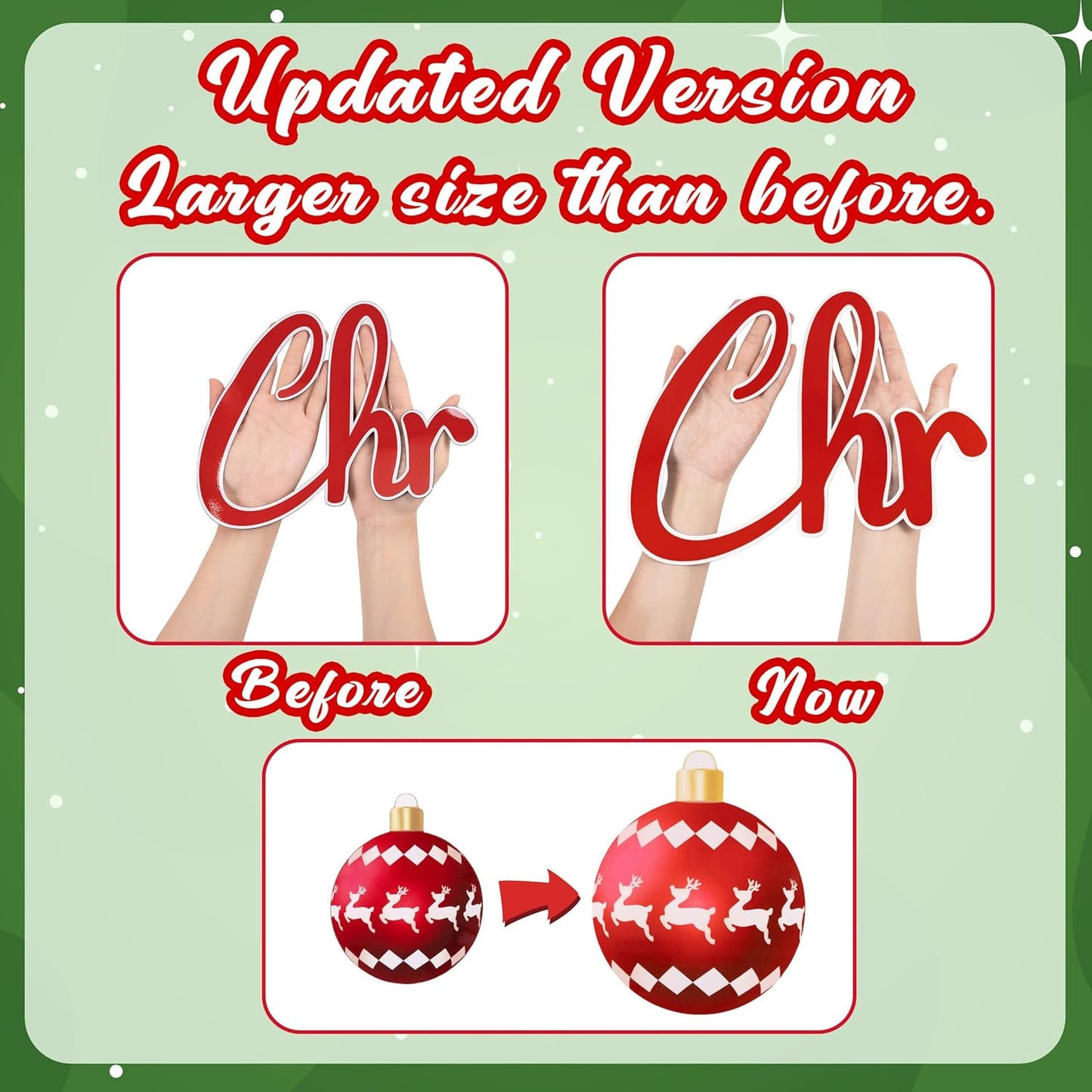 90shine 32PCS Christmas Garage Door Decorations Magnets - Merry Xmas Ball Holiday Refrigerator Fridge Kitchen Decor(Red, Silver)