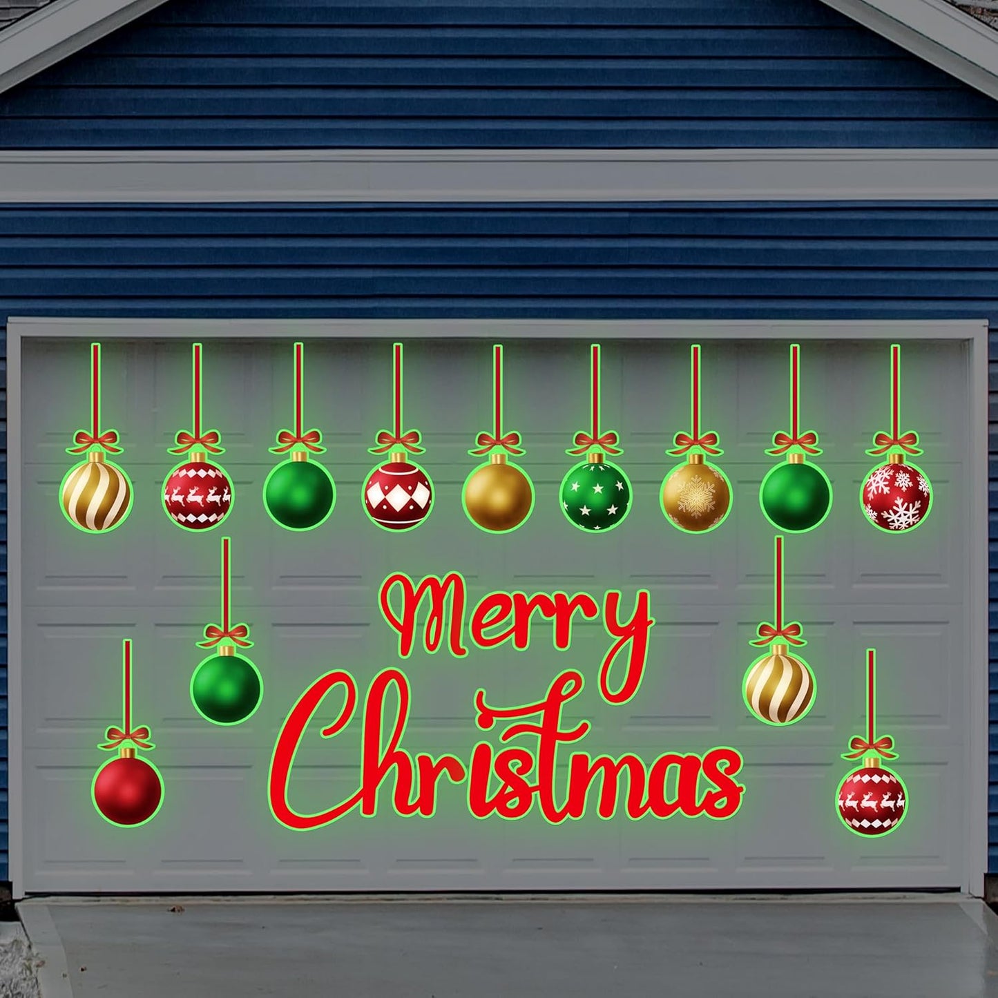 90shine 32PCS Christmas Garage Door Decorations Magnets - Merry Xmas Ball Holiday Refrigerator Fridge Kitchen Decor(Red, Silver)