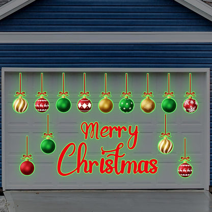 90shine 32PCS Christmas Garage Door Decorations Magnets - Merry Xmas Ball Holiday Refrigerator Fridge Kitchen Decor(Red, Silver)