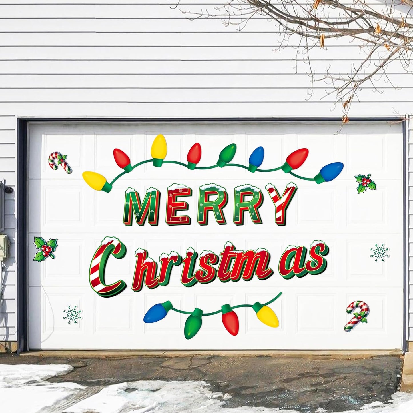 90shine 32PCS Christmas Garage Door Decorations Magnets - Merry Xmas Ball Holiday Refrigerator Fridge Kitchen Decor(Red, Silver)