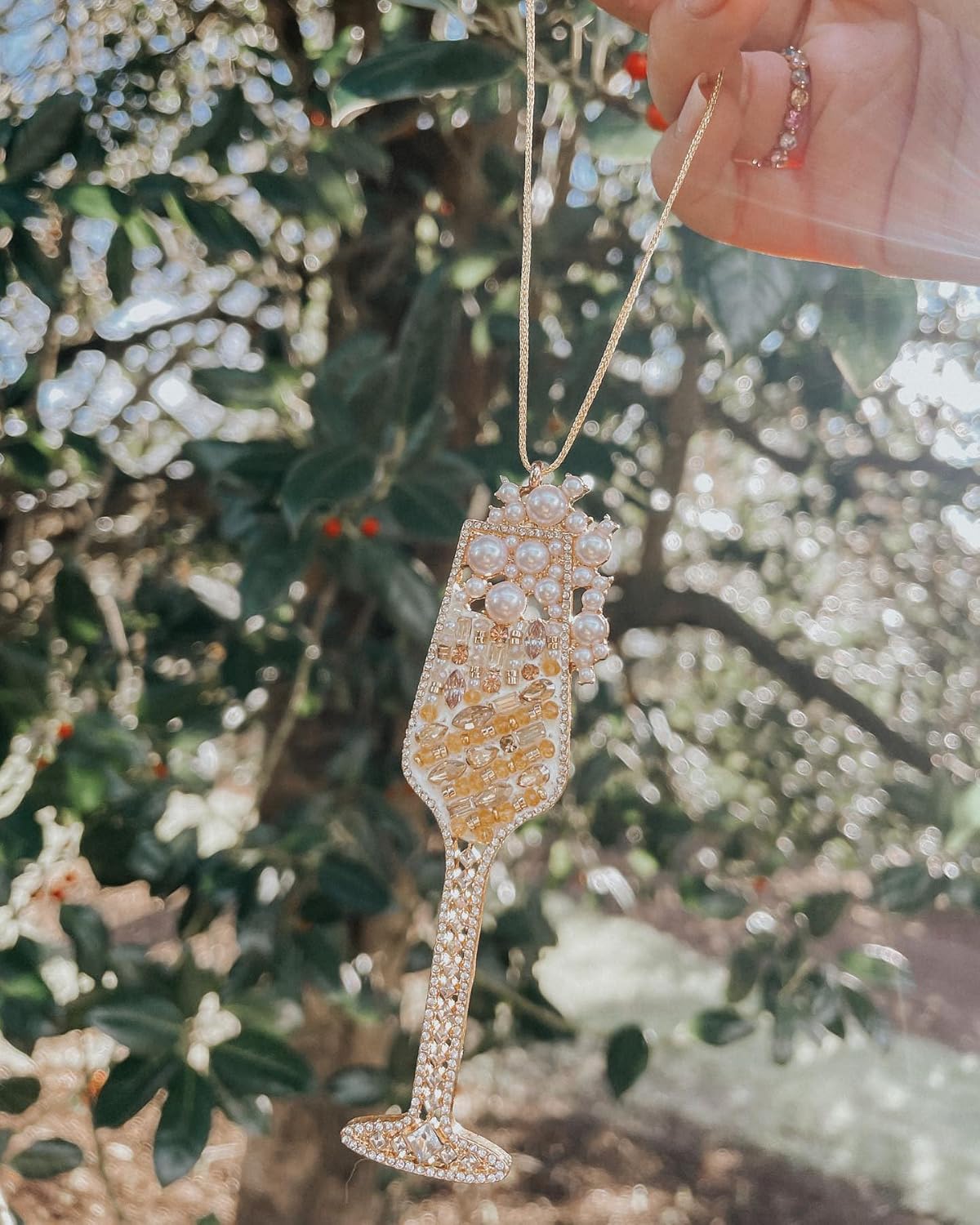 2025 Christmas Ornaments Champagne Ornament,Hanging Wine Glass Ornaments for Christmas Tree Decorations, Keepsake Gifts for Sisters Mother Grandma Women