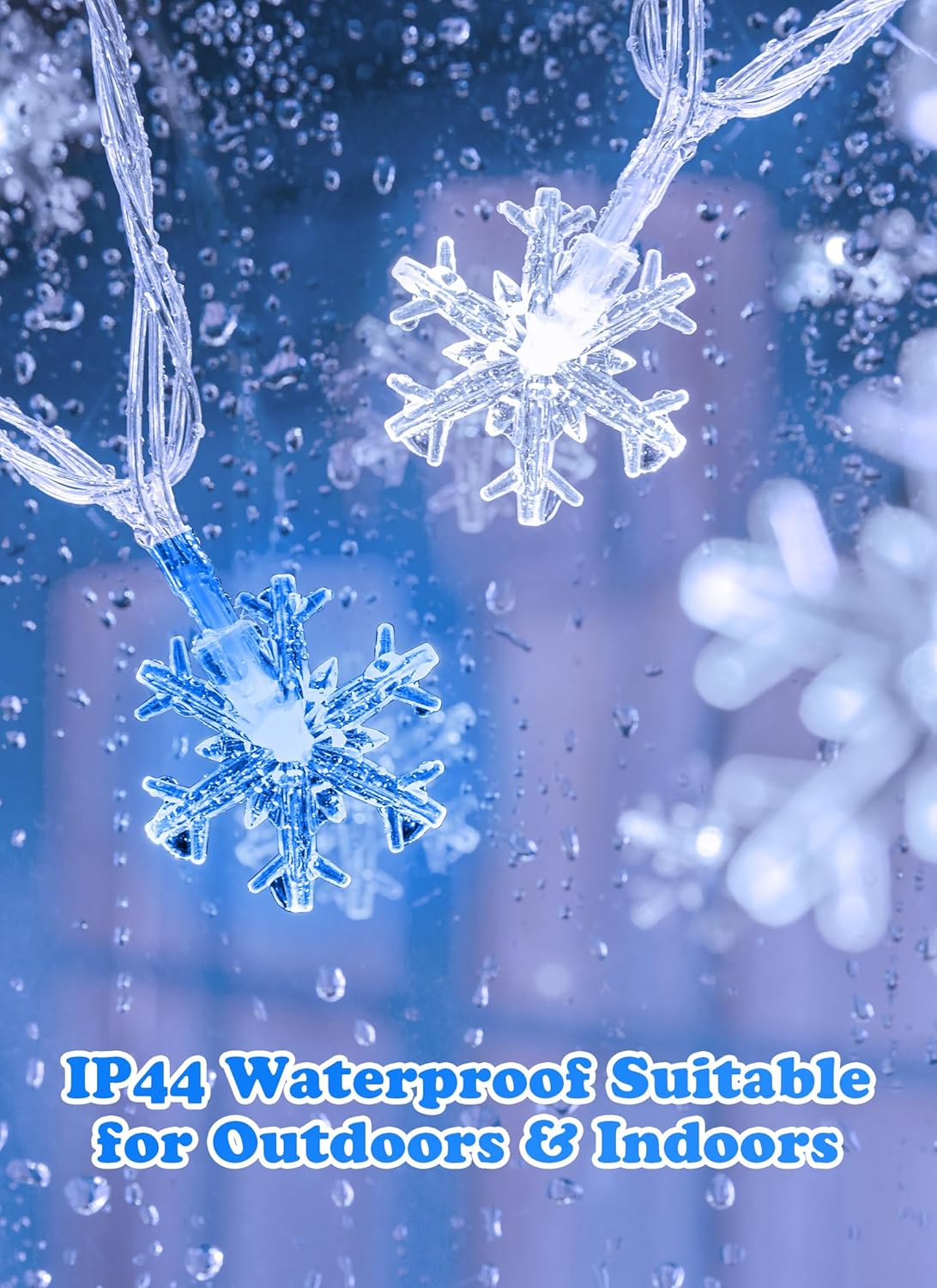 2 Pack Christmas Snowflakes Lights, 26 Ft 50 LED Snowflake String Lights Battery Operated, 8 Lighting Modes Waterproof Shatterproof Fairy Light for Bedroom Home Indoor Outdoor Xmas Christmas Decor