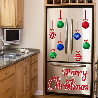 90shine 32PCS Christmas Garage Door Decorations Magnets - Merry Xmas Ball Holiday Refrigerator Fridge Kitchen Decor(Red, Silver)