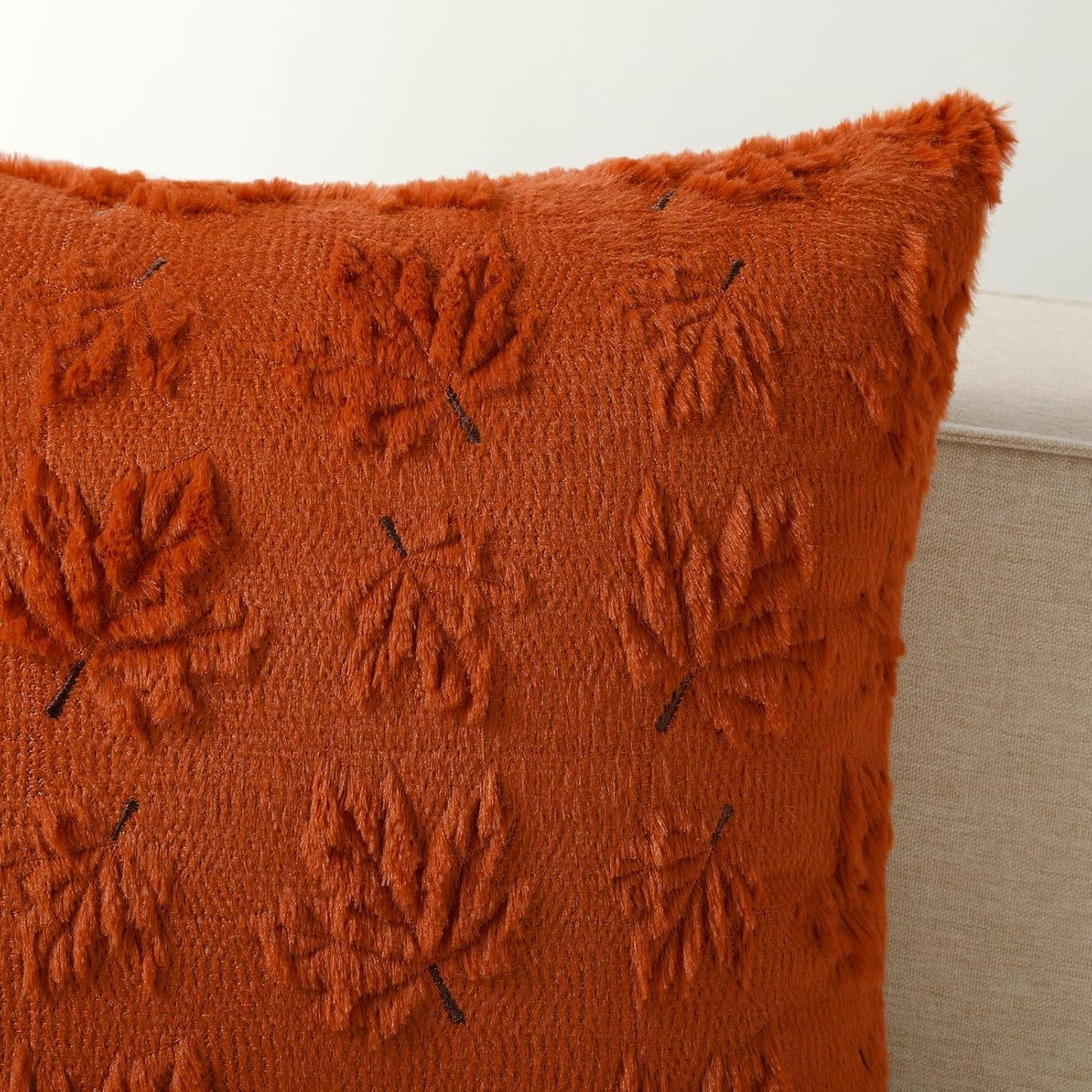 Christmas Throw Pillow Covers Xmas Winter Christmas Tree Faux Fur Cushion Covers, 3D Embroidered Pillow Cases