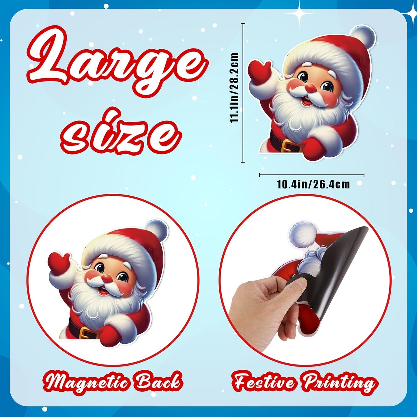 90shine 32PCS Christmas Garage Door Decorations Magnets - Merry Xmas Ball Holiday Refrigerator Fridge Kitchen Decor(Red, Silver)