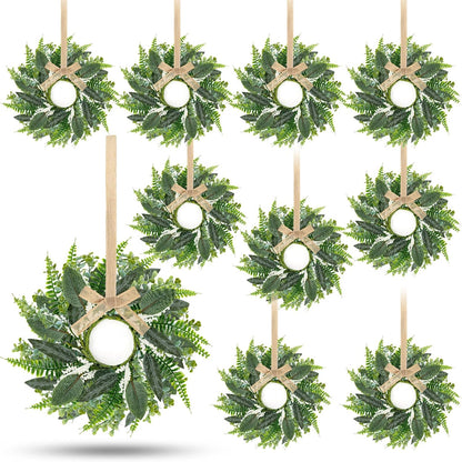 24" Christmas Wreaths for Front Door 2 PCS Christmas Teardrop Swag Winter Wreath with Red Ball Red Berry Pine Needles for Indoor Outdoor Farmhouse Home Wall Window Festival Wedding Decor