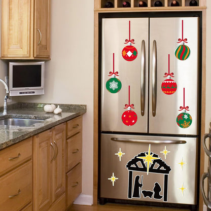 90shine 32PCS Christmas Garage Door Decorations Magnets - Merry Xmas Ball Holiday Refrigerator Fridge Kitchen Decor(Red, Silver)