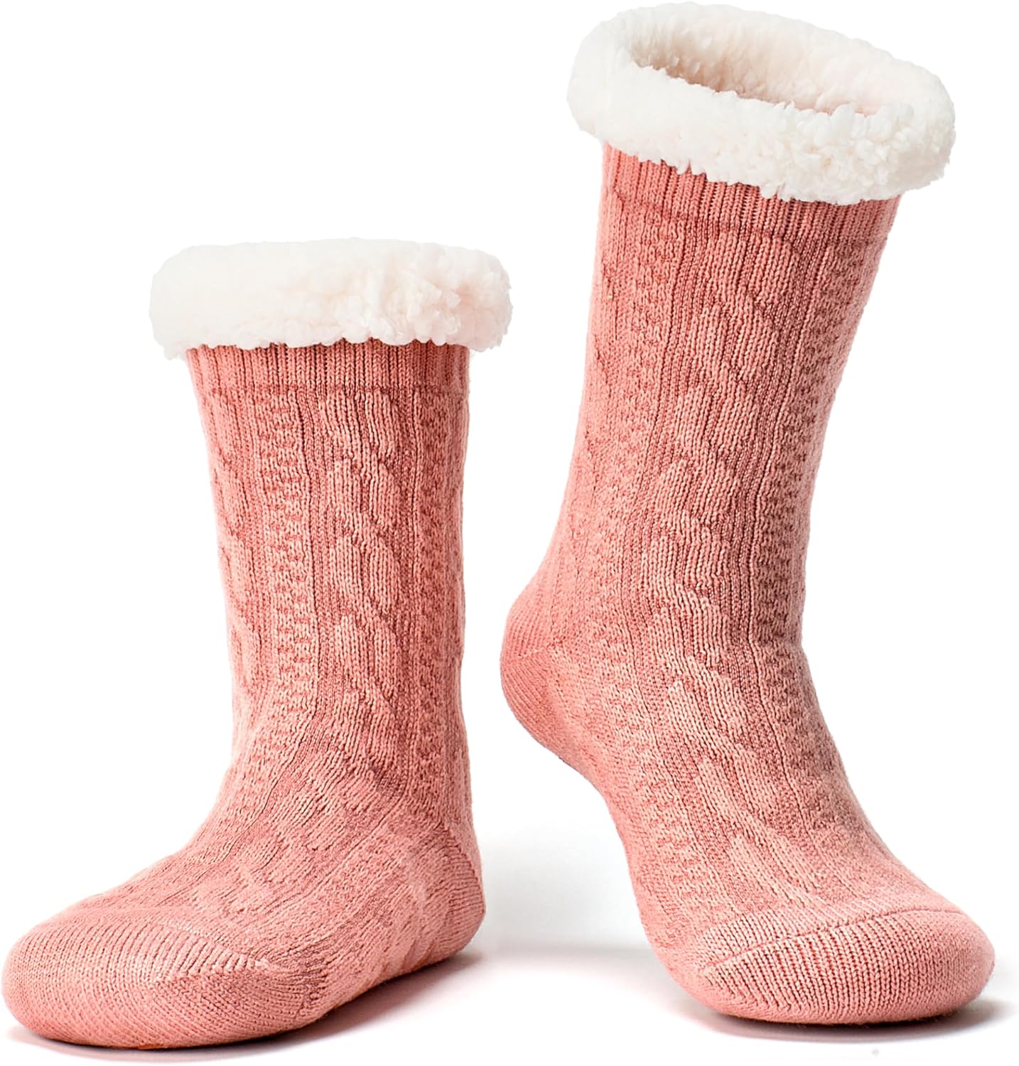 Women's Fuzzy Slipper Socks with Non-Slip Grippers, Cozy Fluffy Sherpa Lined, Cute Christmas Gifts