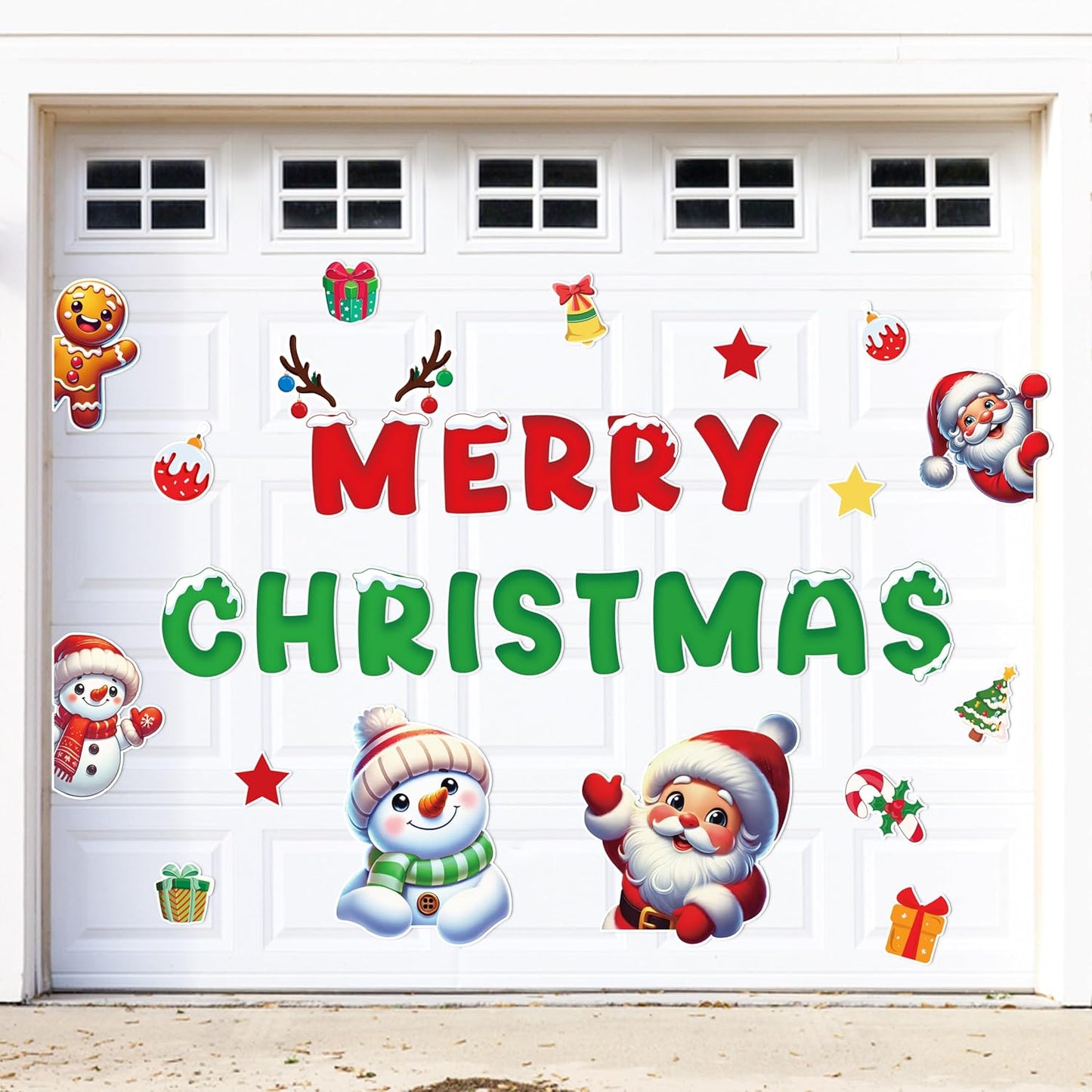 90shine 32PCS Christmas Garage Door Decorations Magnets - Merry Xmas Ball Holiday Refrigerator Fridge Kitchen Decor(Red, Silver)