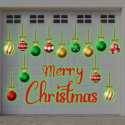90shine 32PCS Christmas Garage Door Decorations Magnets - Merry Xmas Ball Holiday Refrigerator Fridge Kitchen Decor(Red, Silver)