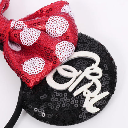 Christmas Mouse Ears Headband, Christmas Ears for Women Adult Kids, Christmas Headband Park Ears Christmas Party Cosplay Costumes Accessories (Ginger)