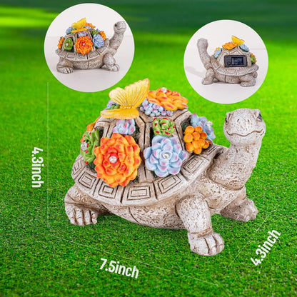 Solar Garden Outdoor Statues Green Monster with Christmas Tree and 6 LED Lights-Christmas Lawn Deco Statue for Patio, Balcony - Unique Christmas Housewarming Gifts