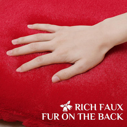 Christmas Throw Pillow Covers Xmas Winter Christmas Tree Faux Fur Cushion Covers, 3D Embroidered Pillow Cases