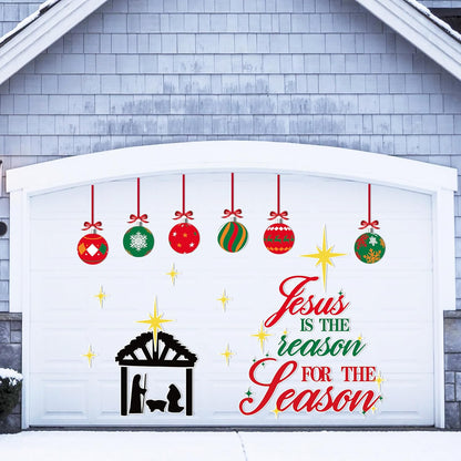 90shine 32PCS Christmas Garage Door Decorations Magnets - Merry Xmas Ball Holiday Refrigerator Fridge Kitchen Decor(Red, Silver)