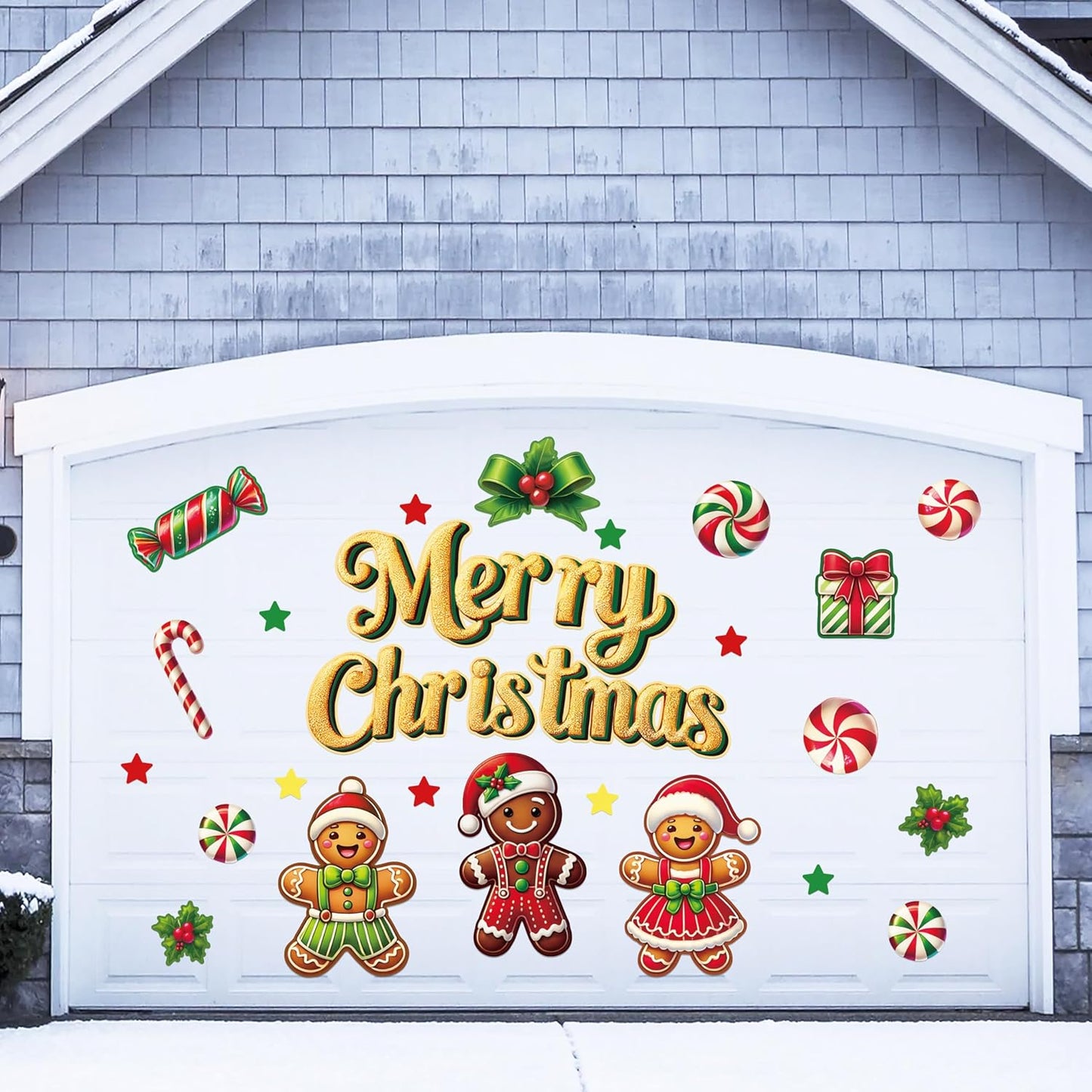90shine 32PCS Christmas Garage Door Decorations Magnets - Merry Xmas Ball Holiday Refrigerator Fridge Kitchen Decor(Red, Silver)