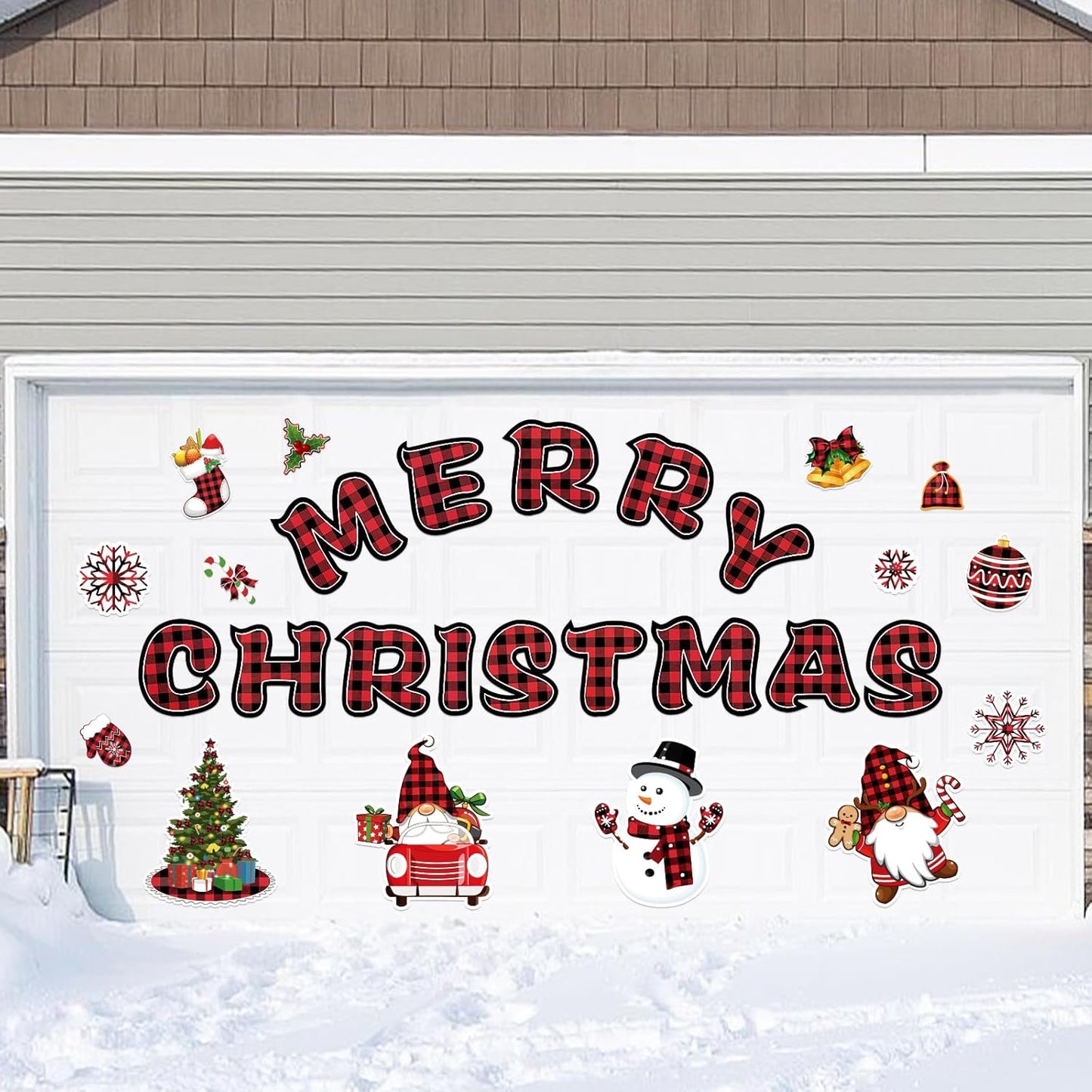 90shine 32PCS Christmas Garage Door Decorations Magnets - Merry Xmas Ball Holiday Refrigerator Fridge Kitchen Decor(Red, Silver)