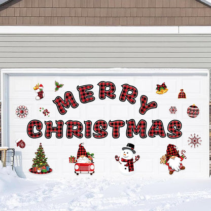 90shine 32PCS Christmas Garage Door Decorations Magnets - Merry Xmas Ball Holiday Refrigerator Fridge Kitchen Decor(Red, Silver)