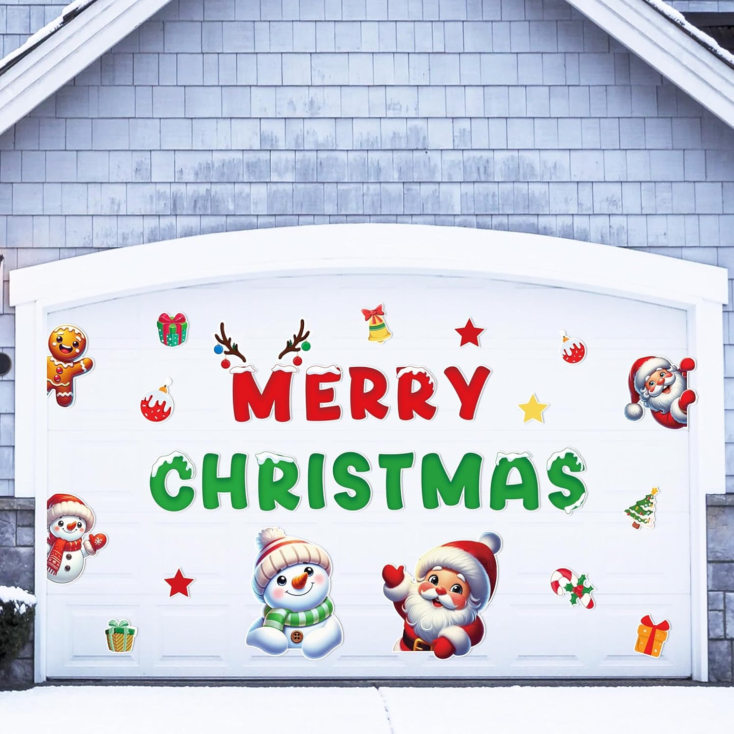90shine 32PCS Christmas Garage Door Decorations Magnets - Merry Xmas Ball Holiday Refrigerator Fridge Kitchen Decor(Red, Silver)