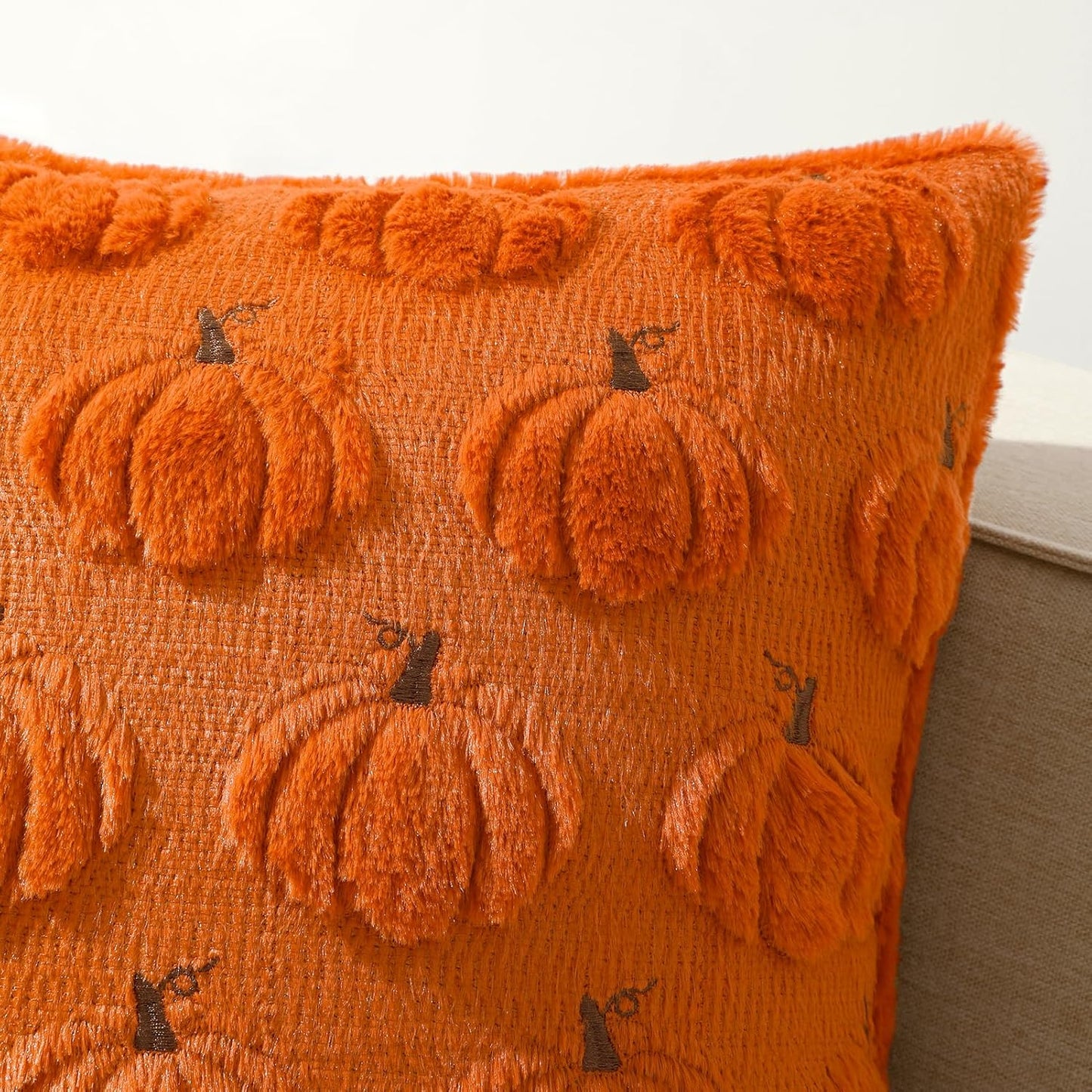 Christmas Throw Pillow Covers Xmas Winter Christmas Tree Faux Fur Cushion Covers, 3D Embroidered Pillow Cases