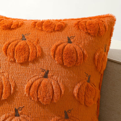 Christmas Throw Pillow Covers Xmas Winter Christmas Tree Faux Fur Cushion Covers, 3D Embroidered Pillow Cases