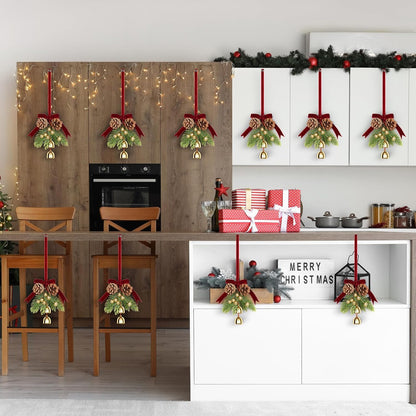 24" Christmas Wreaths for Front Door 2 PCS Christmas Teardrop Swag Winter Wreath with Red Ball Red Berry Pine Needles for Indoor Outdoor Farmhouse Home Wall Window Festival Wedding Decor