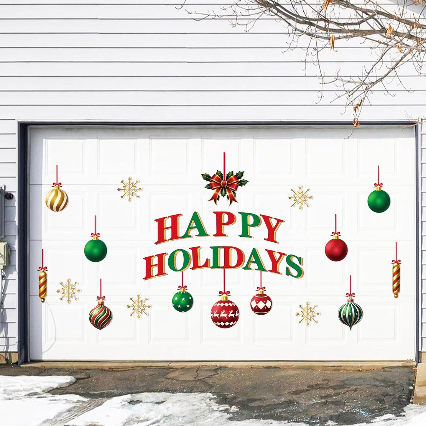 90shine 32PCS Christmas Garage Door Decorations Magnets - Merry Xmas Ball Holiday Refrigerator Fridge Kitchen Decor(Red, Silver)