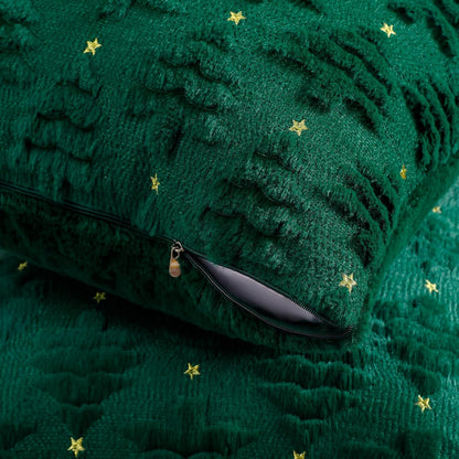 Christmas Throw Pillow Covers Xmas Winter Christmas Tree Faux Fur Cushion Covers, 3D Embroidered Pillow Cases