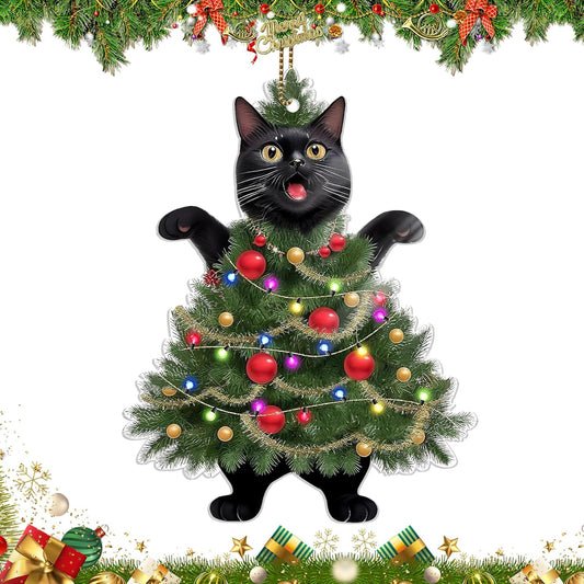 Cat Christmas Ornament, Christmas Ornaments 2025 Black Cat Christmas Decorations Acrylic 2 Side Printed Christmas Decor, Personalized Ornaments for Lovers