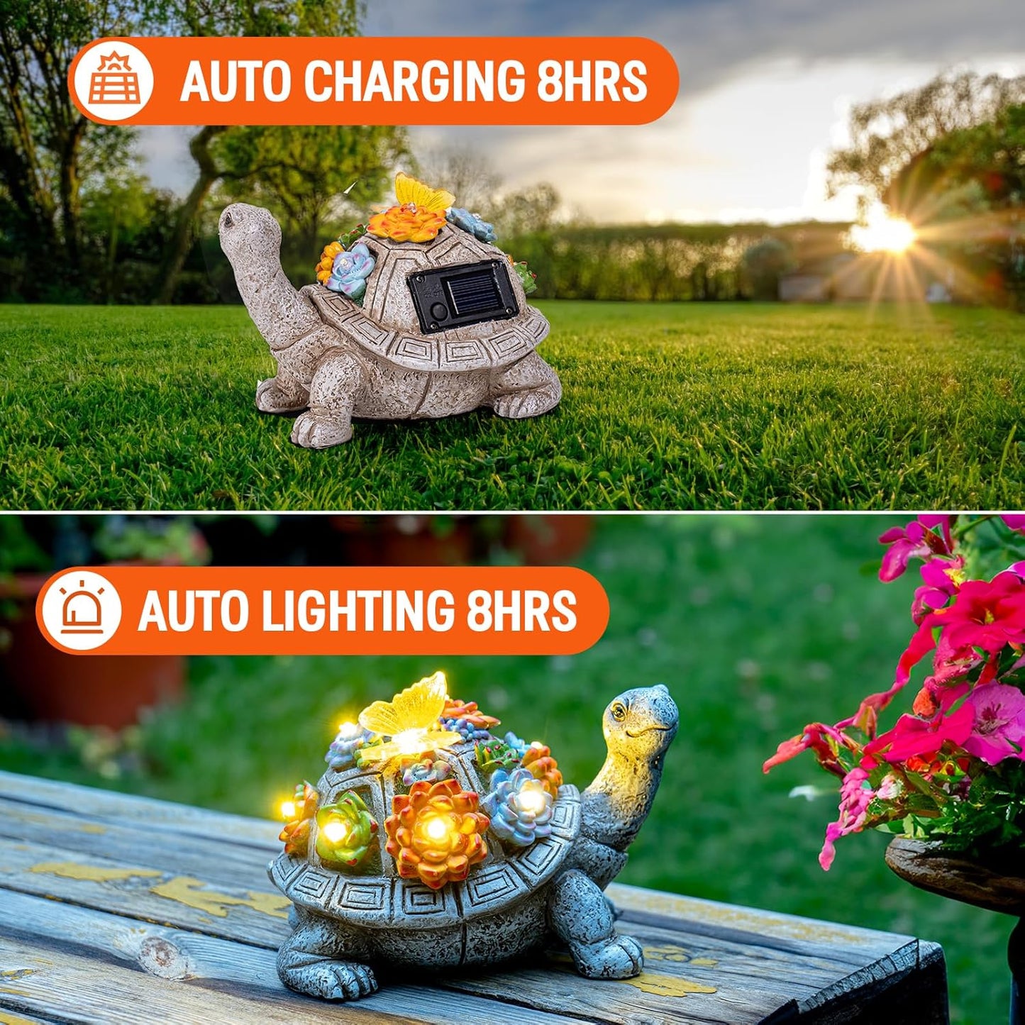 Solar Garden Outdoor Statues Green Monster with Christmas Tree and 6 LED Lights-Christmas Lawn Deco Statue for Patio, Balcony - Unique Christmas Housewarming Gifts