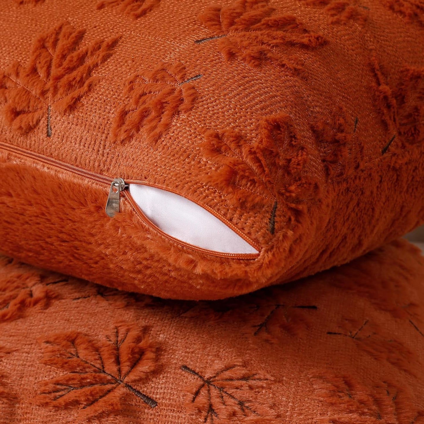 Christmas Throw Pillow Covers Xmas Winter Christmas Tree Faux Fur Cushion Covers, 3D Embroidered Pillow Cases