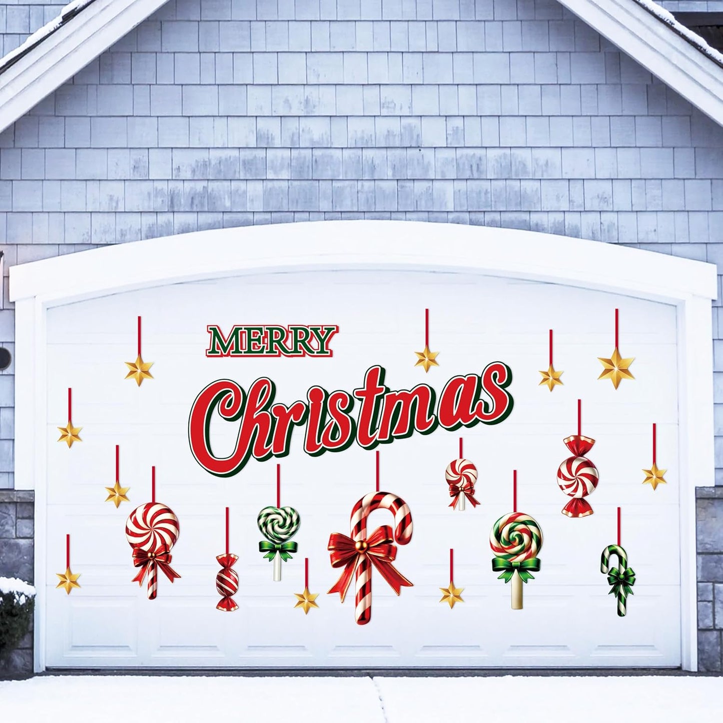 90shine 32PCS Christmas Garage Door Decorations Magnets - Merry Xmas Ball Holiday Refrigerator Fridge Kitchen Decor(Red, Silver)