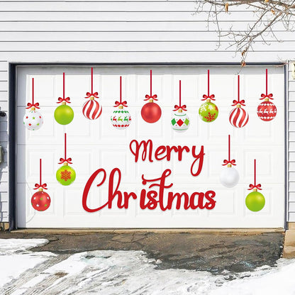 90shine 32PCS Christmas Garage Door Decorations Magnets - Merry Xmas Ball Holiday Refrigerator Fridge Kitchen Decor(Red, Silver)