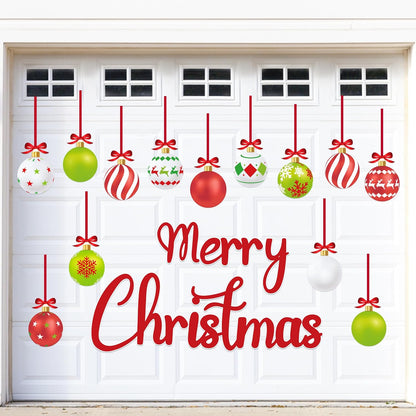 90shine 32PCS Christmas Garage Door Decorations Magnets - Merry Xmas Ball Holiday Refrigerator Fridge Kitchen Decor(Red, Silver)