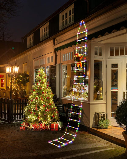 LED Christmas Lights - 10ft Christmas Decorative Ladder Lights with Santa Claus, Xmas Decorations Light for Indoor Outdoor, Window, Garden, Home, Wall, Xmas Tree Decor - Warm White