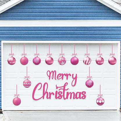 90shine 32PCS Christmas Garage Door Decorations Magnets - Merry Xmas Ball Holiday Refrigerator Fridge Kitchen Decor(Red, Silver)
