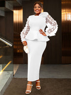 Elegant Wedding Guest Dress Package Hip O Neck 3D Flower
