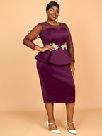 Wedding Party Outfits Church Patchwork Pencil Dress Woman