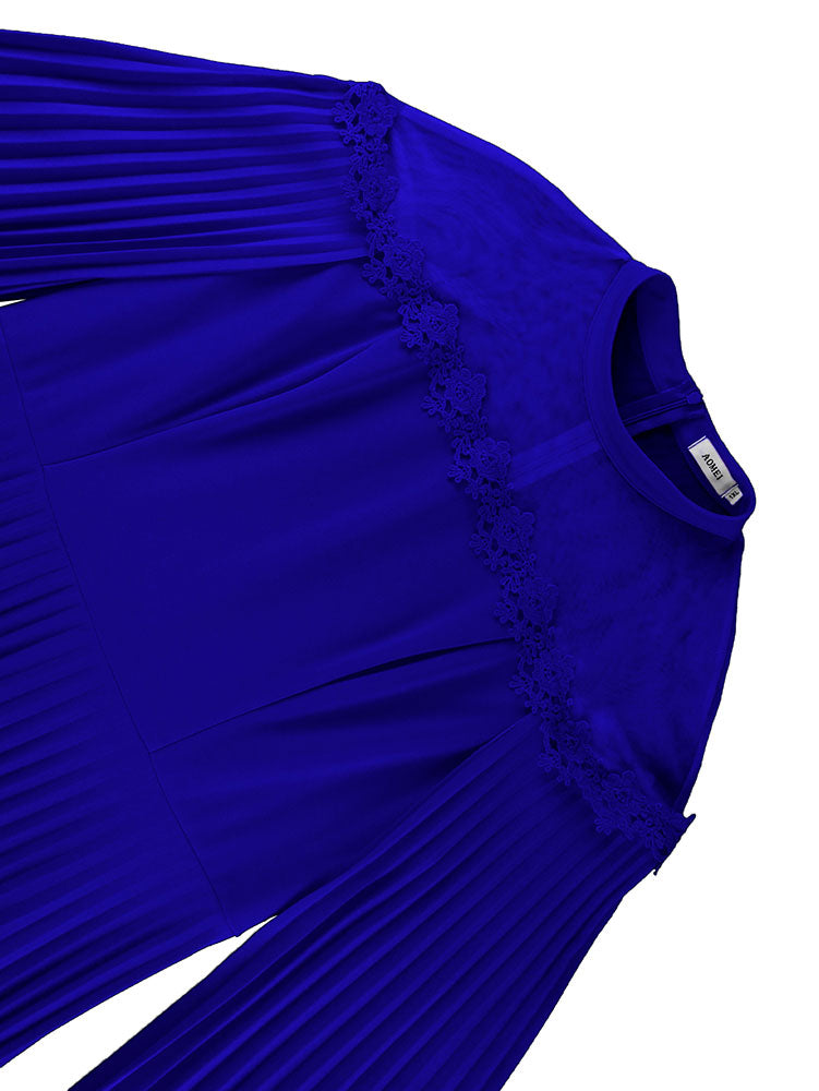 Elegant A Line Dress Pleated Half High Collar Shawl sleeves