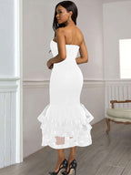 Sexy Wedding Guests Dresses Strapless Backless Ruffle