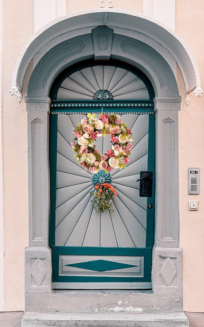 Peony Spring Wreaths for Front Door Outside 22 inch Handmade Summer Wreaths for Front Door Wall Window Decor in All Season(Large)