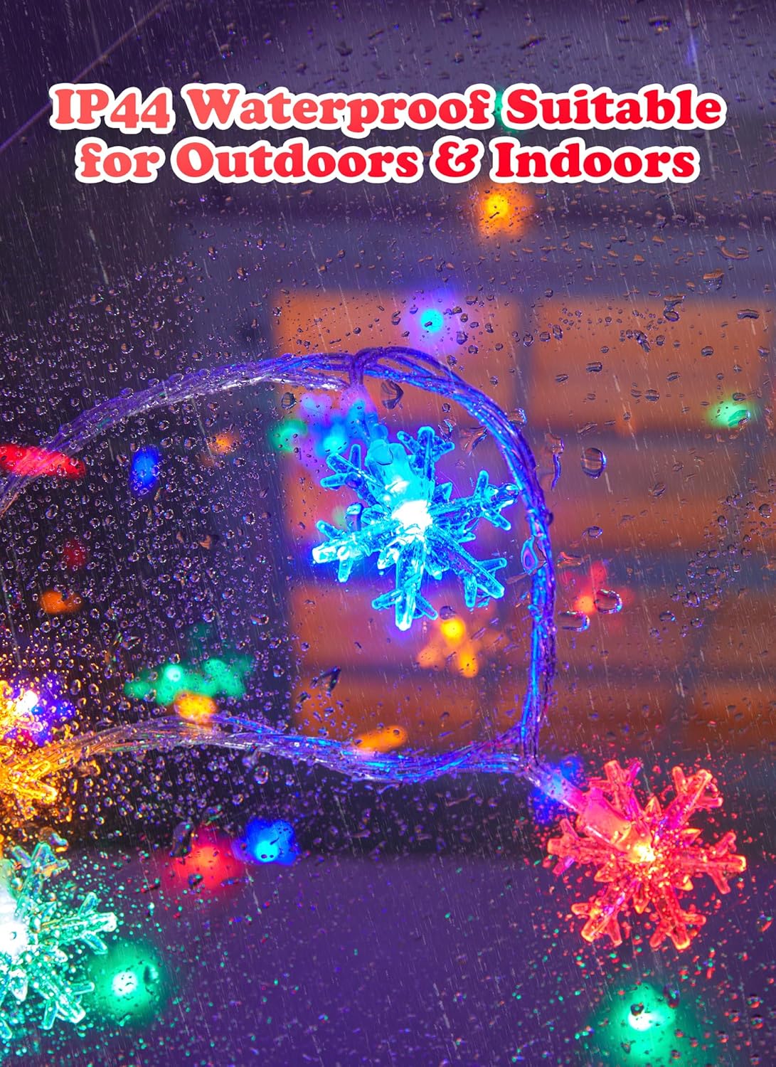 2 Pack Christmas Snowflakes Lights, 26 Ft 50 LED Snowflake String Lights Battery Operated, 8 Lighting Modes Waterproof Shatterproof Fairy Light for Bedroom Home Indoor Outdoor Xmas Christmas Decor