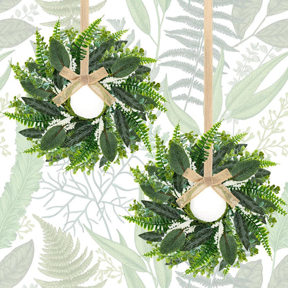 24" Christmas Wreaths for Front Door 2 PCS Christmas Teardrop Swag Winter Wreath with Red Ball Red Berry Pine Needles for Indoor Outdoor Farmhouse Home Wall Window Festival Wedding Decor