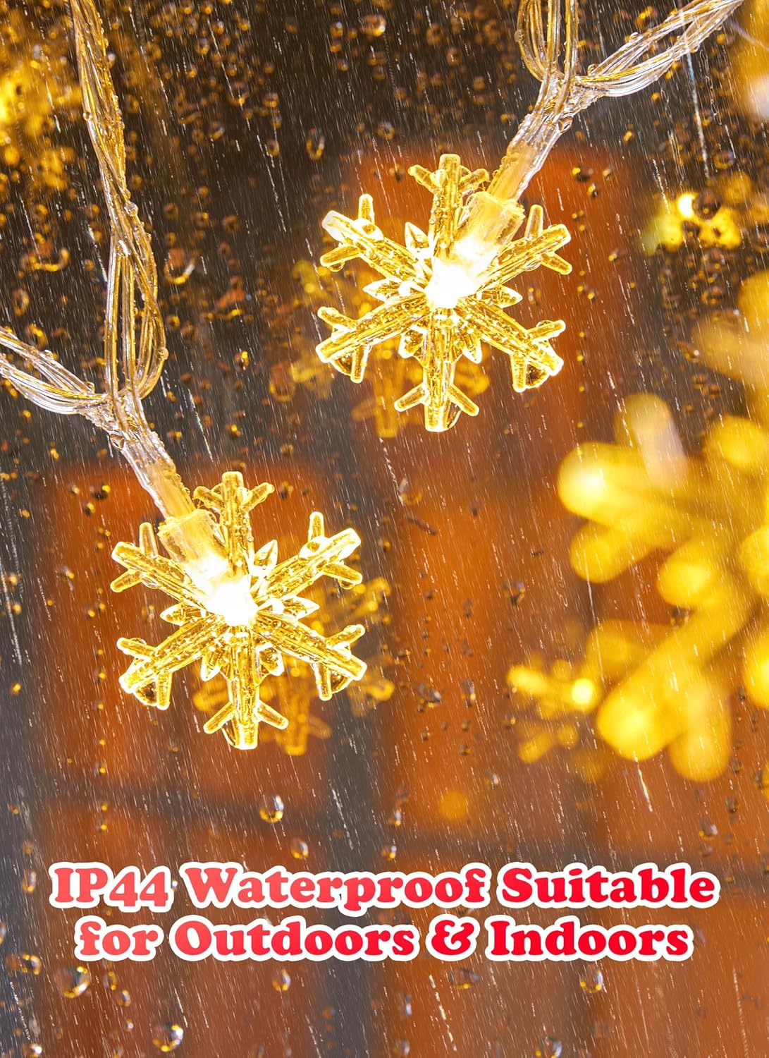 2 Pack Christmas Snowflakes Lights, 26 Ft 50 LED Snowflake String Lights Battery Operated, 8 Lighting Modes Waterproof Shatterproof Fairy Light for Bedroom Home Indoor Outdoor Xmas Christmas Decor