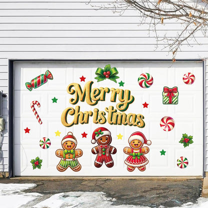 90shine 32PCS Christmas Garage Door Decorations Magnets - Merry Xmas Ball Holiday Refrigerator Fridge Kitchen Decor(Red, Silver)