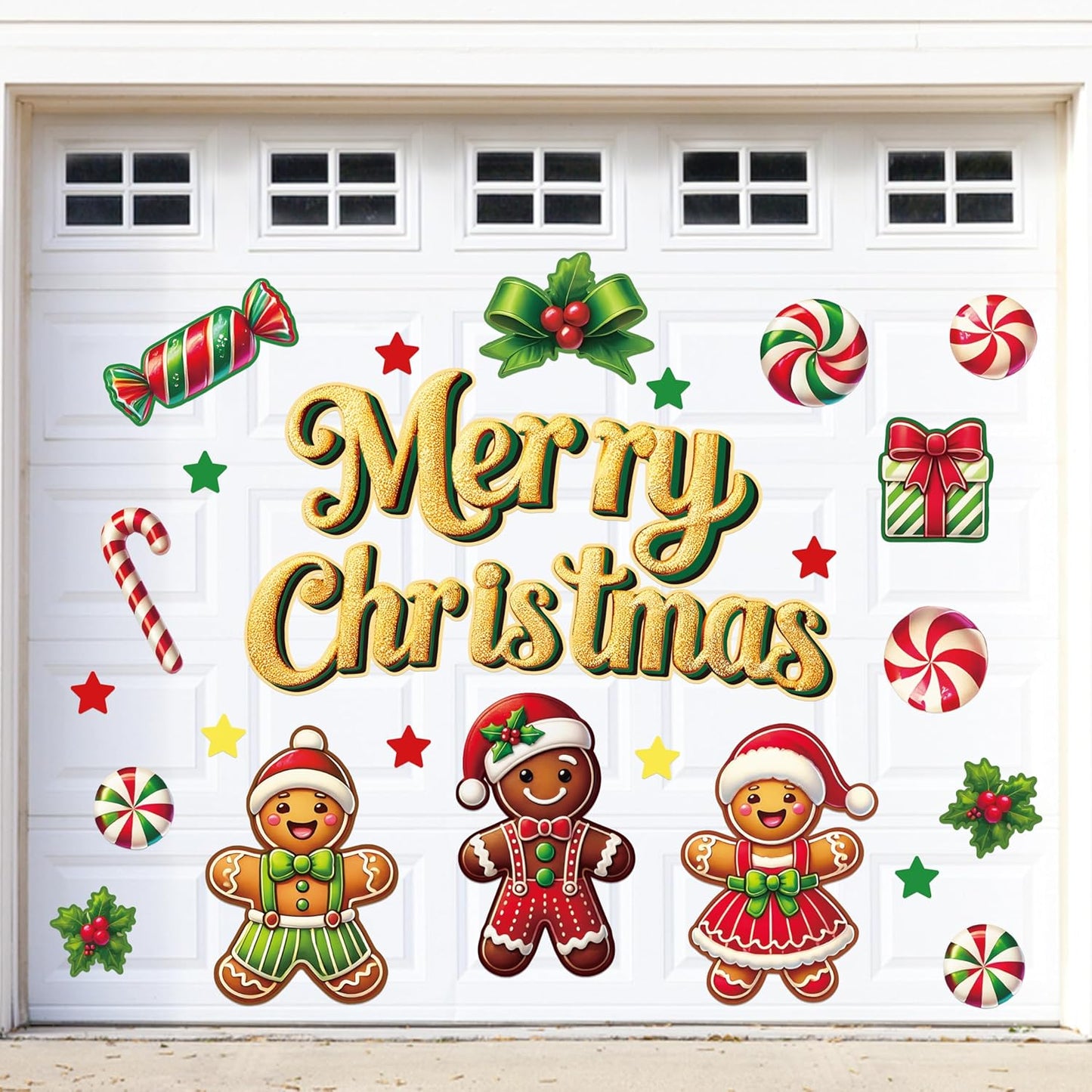 90shine 32PCS Christmas Garage Door Decorations Magnets - Merry Xmas Ball Holiday Refrigerator Fridge Kitchen Decor(Red, Silver)