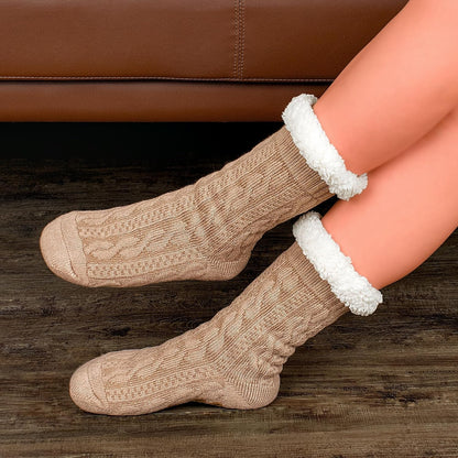 Women's Fuzzy Slipper Socks with Non-Slip Grippers, Cozy Fluffy Sherpa Lined, Cute Christmas Gifts