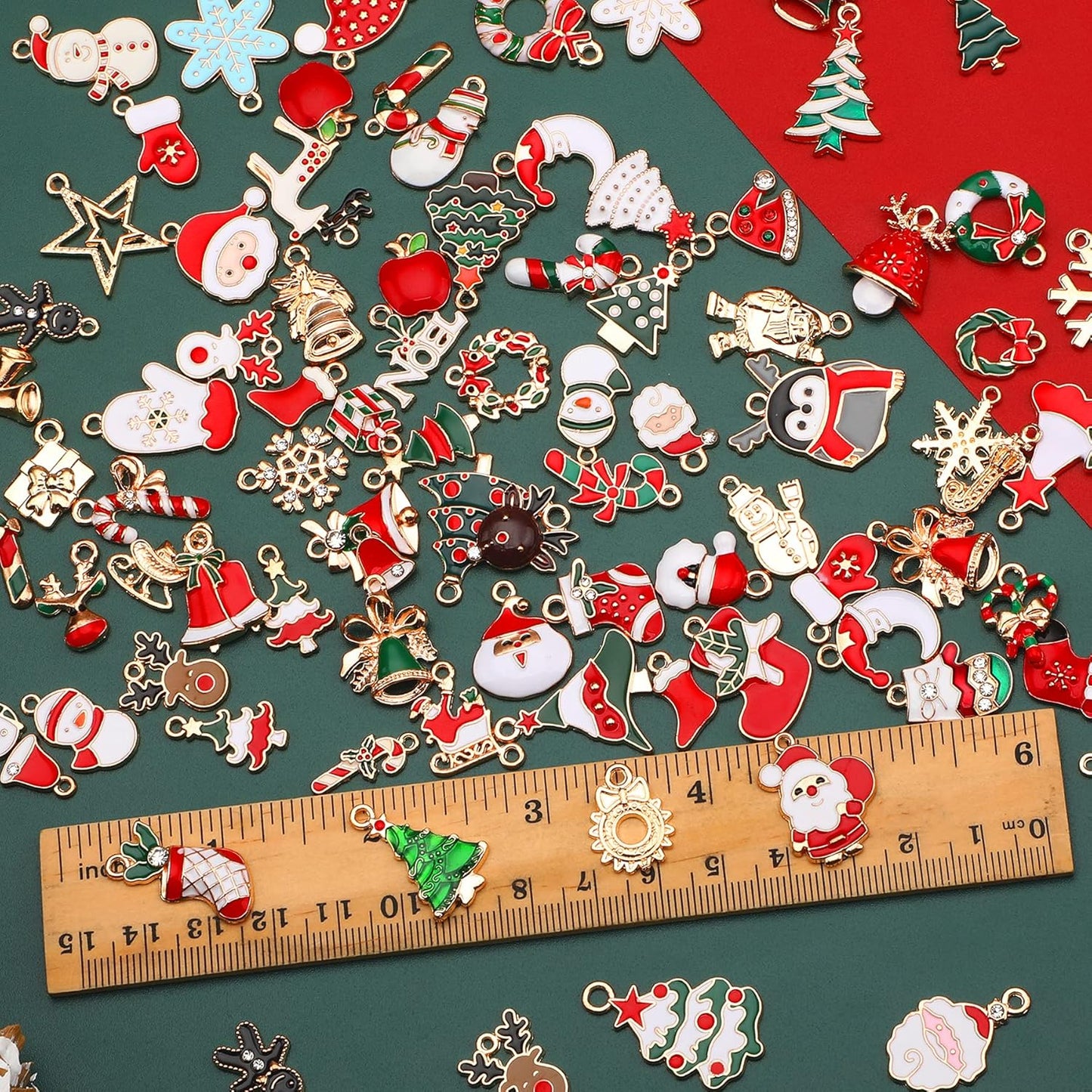 Christmas Charms Gold Enamel Jewelry Making Charms for Bracelet Necklace Earring