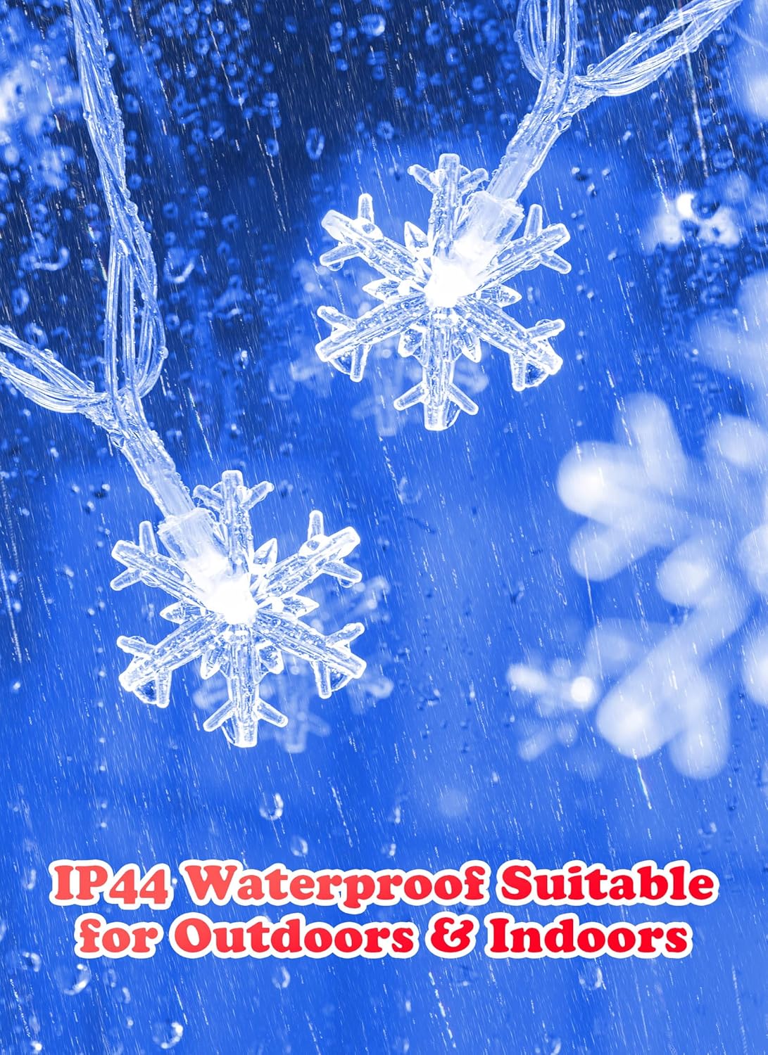 2 Pack Christmas Snowflakes Lights, 26 Ft 50 LED Snowflake String Lights Battery Operated, 8 Lighting Modes Waterproof Shatterproof Fairy Light for Bedroom Home Indoor Outdoor Xmas Christmas Decor